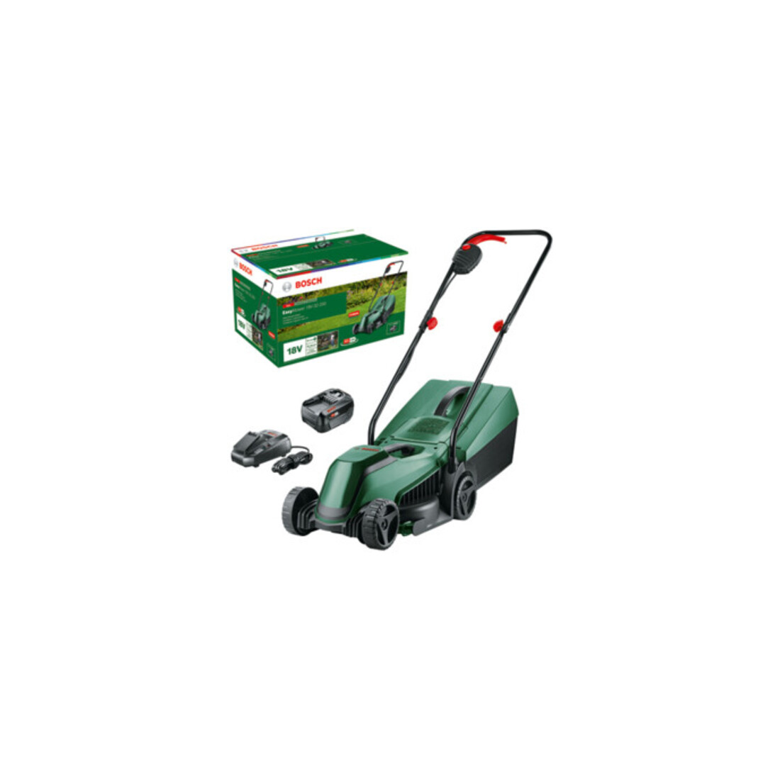 Tondeuse à gazon sans fil EasyMower 18V-32-200 Bosch : 1 bloc batterie PBA 18V 4,0Ah W-C