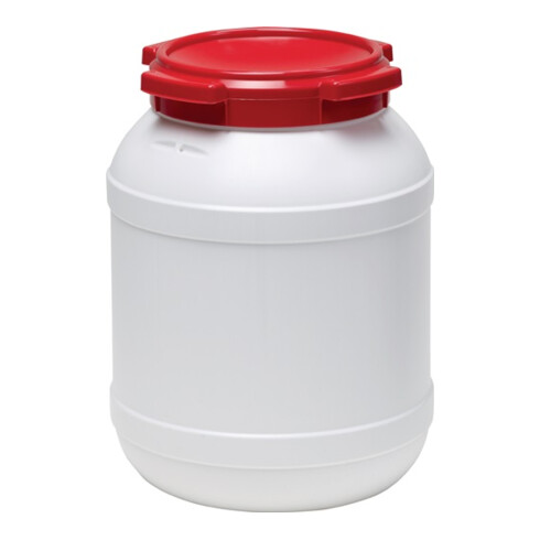 Tonnelet cylindrique 26,0 l blanc avec couvercle rouge sans poignées de transpor