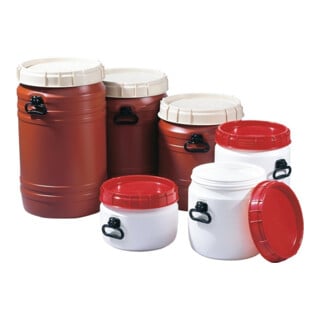 Weithalsfass 75l brun avec couvercle beige, 2 poignées, ouverture Ø 354 mm