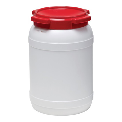 Tonnelet cylindrique iqs 20,0 l blanc avec couvercle rouge sans poignées de transport