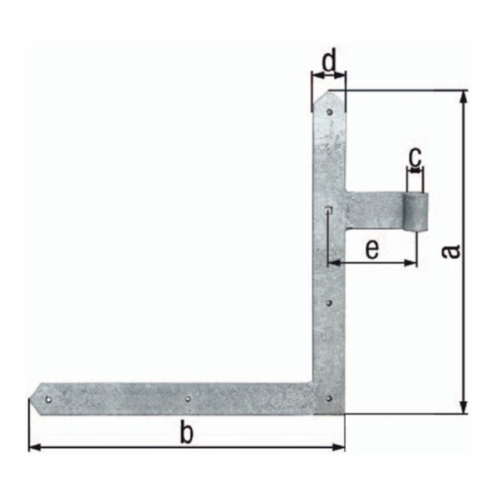 Tor-Winkelband B.40mm L.400 x 600mm STA galv.gelb verz.spitz GAH