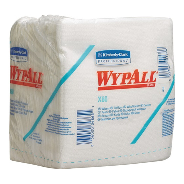 Torchon Wypall X60 6034 L310xl320env. mm 1 couche blanc 12 sachet x 76 serviette