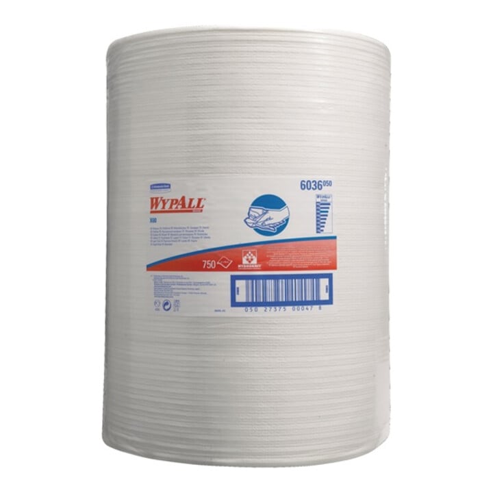 Torchon WYPALL X60 6036 L380xl420env. mm 1 couche blanc 1 rouleau x 750 serviett