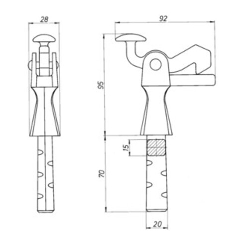 Torfeststeller 1301/1303/1305 Temperguss schwarz 105mm 15x13mm KWS