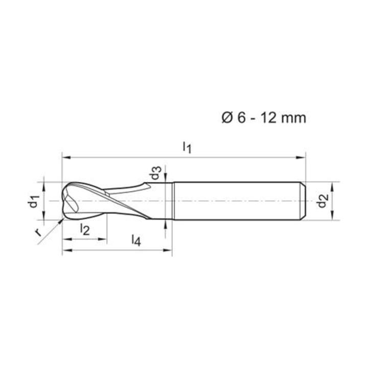Torusfr. WN VHM Signum 6,0/2,0mm Z 2 L Gühring
