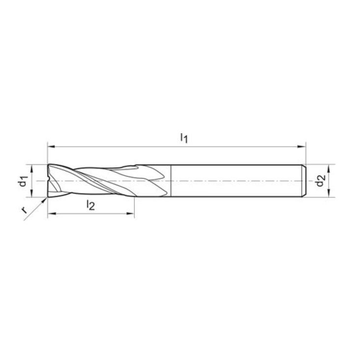 Torusfräser WN VHM TiALN 8,0mm/1,0mm HA Z2 FORMAT