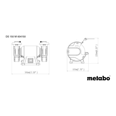 Touret à meuler double Metabo DS 150 M, carton