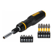 Tournevis à embouts avec cliquet DEWALT, y compris jeu d'embouts 10 pces DWHT68001-0-3