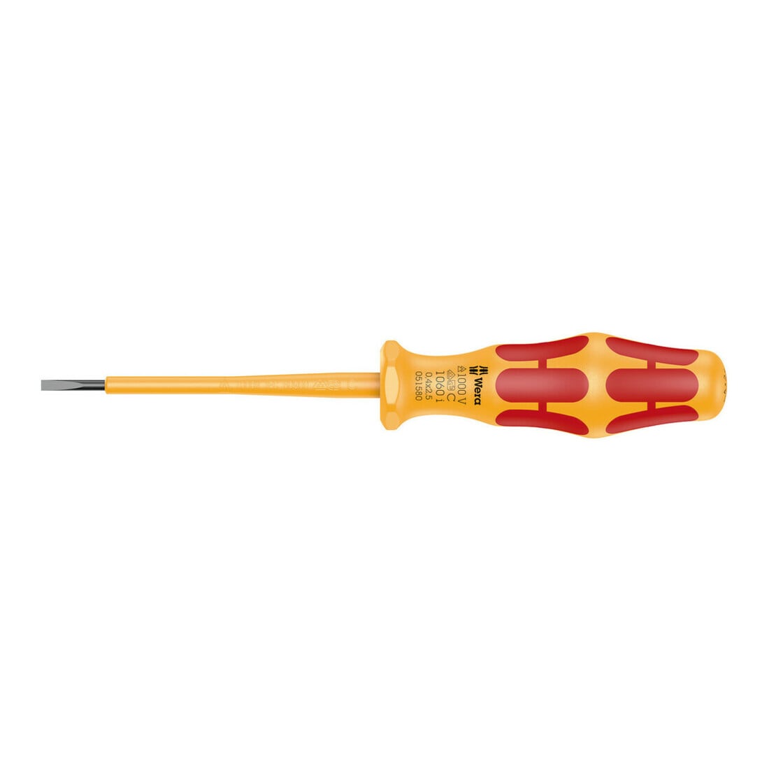 Tournevis à fente Kraftform isolé Wera 1060 i VDE, 0.4 x 2.5 x 80 mm