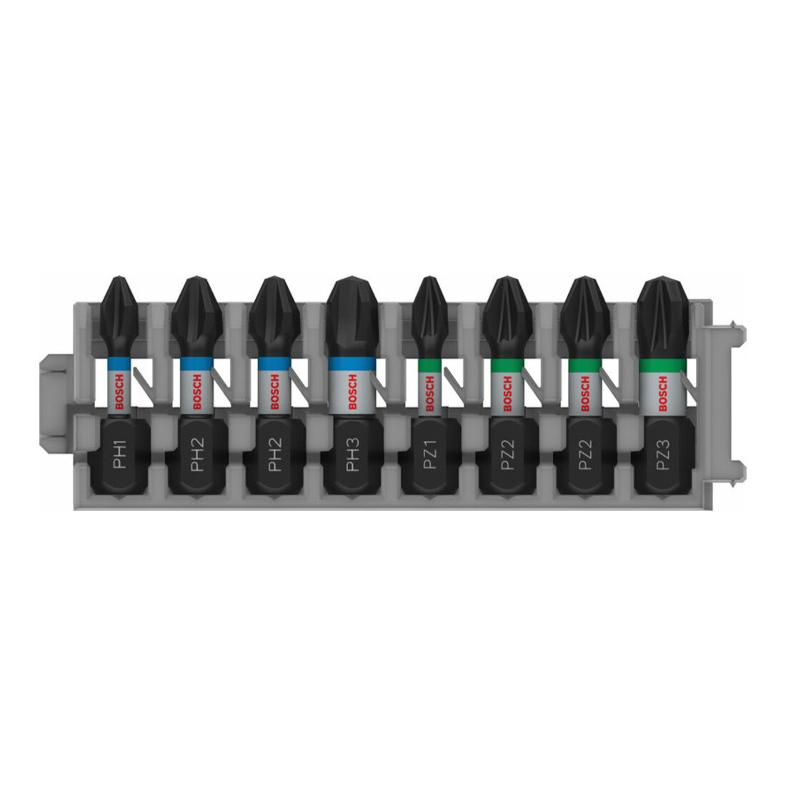 Tournevis Bosch Jeu d'embouts Impact Control 8 pièces PH1 3x PH2 PH3 2 x PZ2 PZ3 25 mm