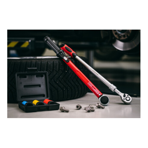 Gedore red Set de clés à douille Kraftschrauber avec douilles de protection, 3 pièces, 17/19/21 mm, butée de profondeur, avec codage couleur, acier chrome-molybdène