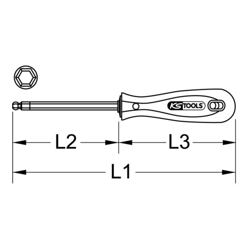 KS Tools BERYLLLIUMplus Tournevis pour vis à six pans creux, avec tête sphérique