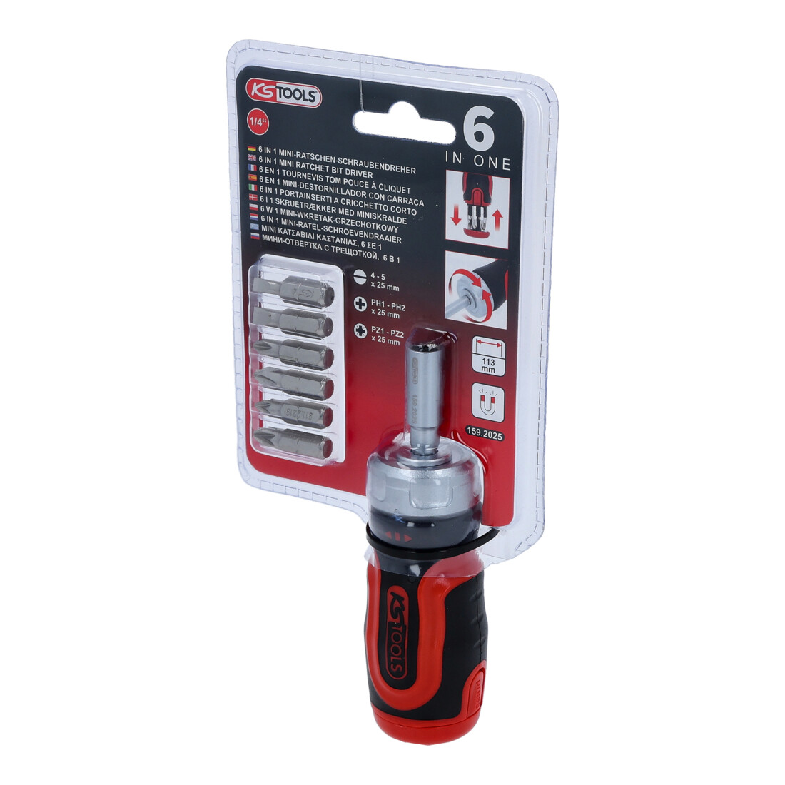 Tournevis tom pouce à cliquet KS Tools 1/4" 6 en 1