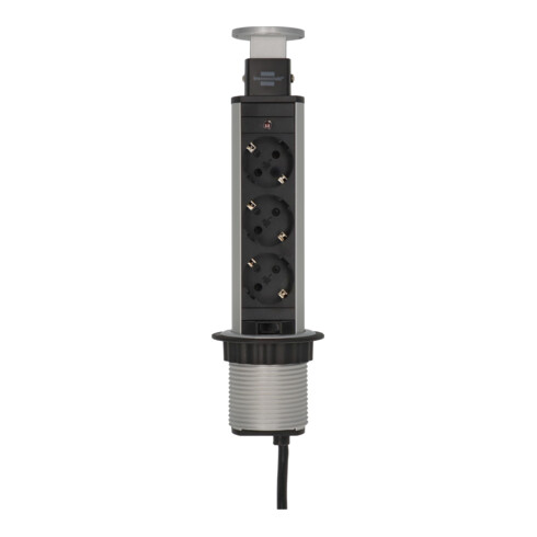 Tower Power Tischsteckdosenleiste 3-fach 2m H05VV-F 3G1,5
