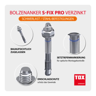 TOX Bolzenanker S-Fix Pro M10x90/10 galvanisch verzinkt