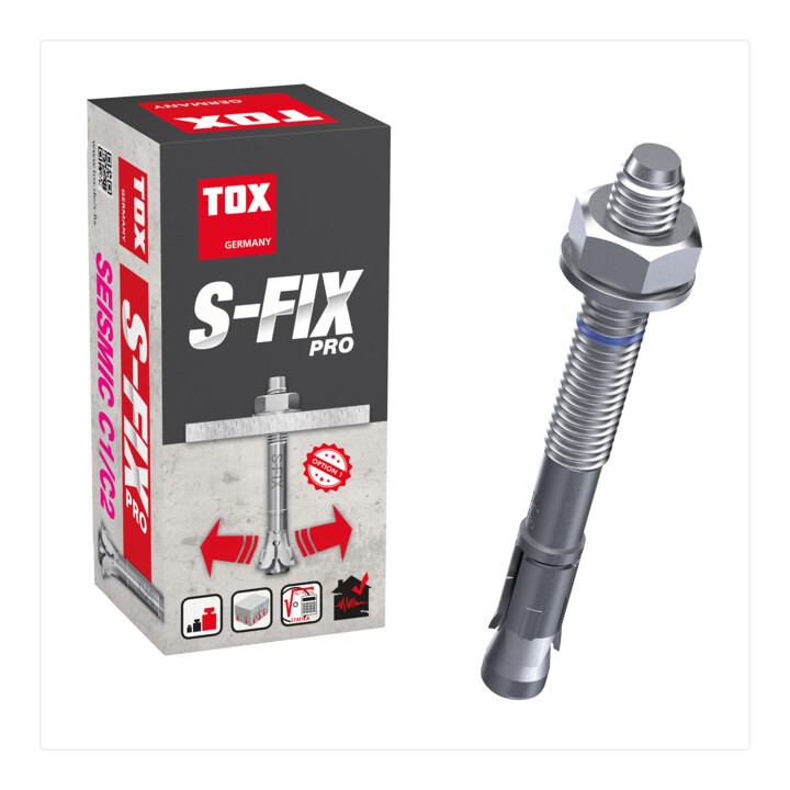 TOX Cheville à boulon S-Fix Pro M8x75/9 galvanisée électrolytiquement