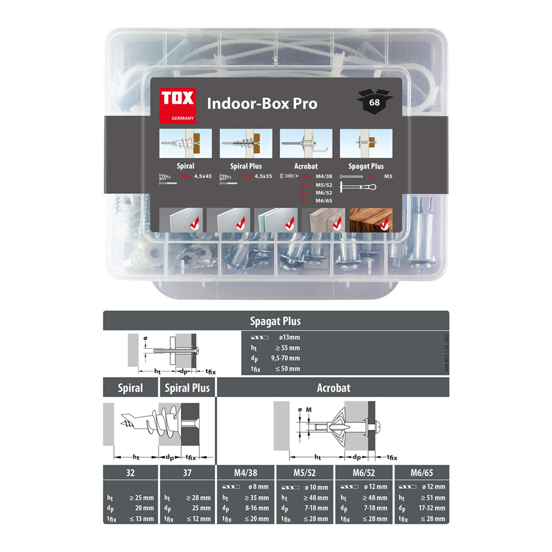 TOX Hohlraumdübel - Sortiment Indoor Box Pro 68 tlg.