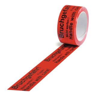 TransPak Warn-Klebebänder 50 mm x 66 lfm. mit Aufdruck ''Bruchgefahr''