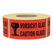 TransPak Warnetiketten 145x70 mm aus Papier mit Aufdruck ''Caution Glas''