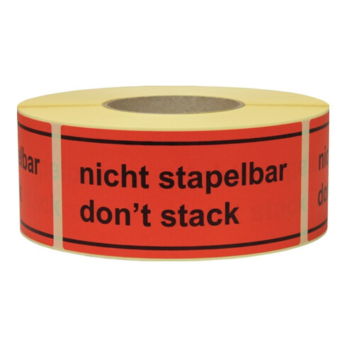 TransPak Warnetiketten 145x70 mm aus Papier ''Nicht stapelbar Don´t stack''
