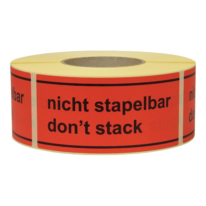 TransPak Warnetiketten 145x70 mm aus Papier ''Nicht stapelbar Don´t stack''