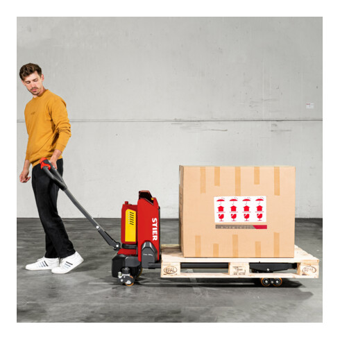 Transpalette électrique STIER EZY-20, capacité de charge 2 000 kg, longueur de fourche 1 150 mm