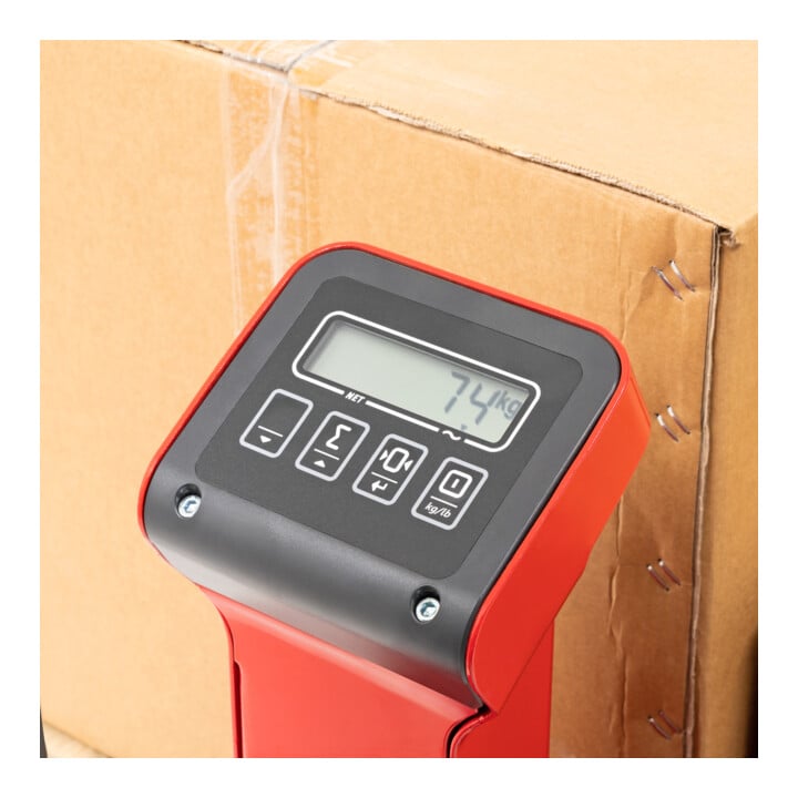 Transpalette peseur STIER, incréments de 1 kg, capacité 2 000 kg