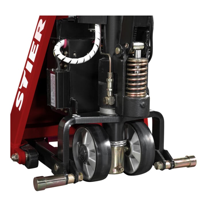 Transpalette semi-électrique à pantographe STIER EZX-10, capacité de charge 1 000 kg, longueur de fourche 1 170 mm