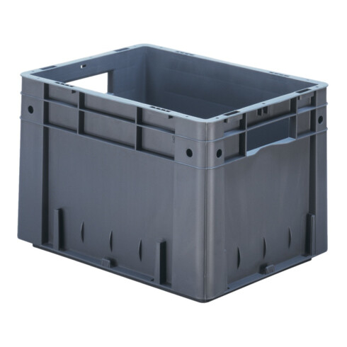 Transportbehälter L400xB300xH270mm grau PP Schwerlast Seitenwände geschl.