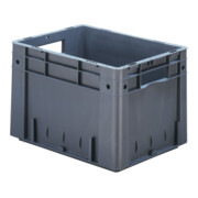 Transportbehälter L400xB300xH270mm grau PP Schwerlast Seitenwände geschl.