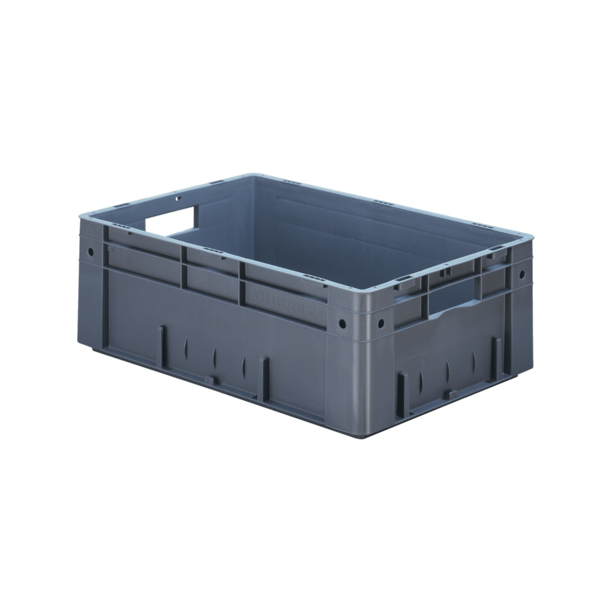 Transportbehälter L600xB400xH210mm grau PP Schwerlast Durchfassgr.Seitenw.geschl ; LA-KA-PE