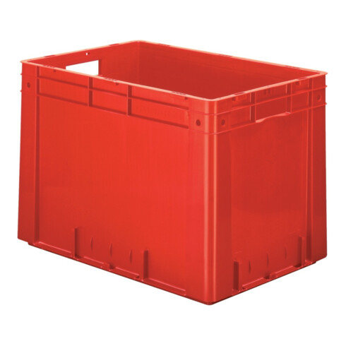 Transportbehälter L600xB400xH420mm rot PP Schwerlast Seitenwände geschl.