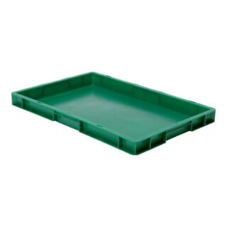Transportstapelbehälter grünL600xB400xH50mm Wände/Boden geschl. PP LA-KA-PE