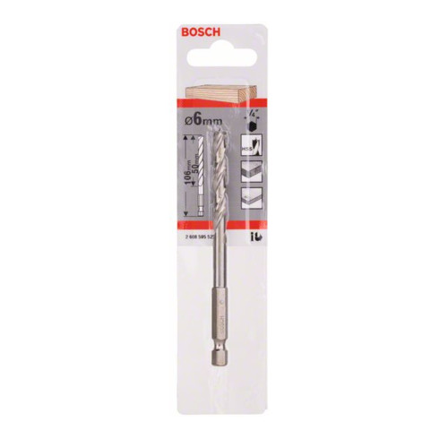 Bosch Punta trapano elicoidale per legno, con attacco esagonale, da 1/4" 6x63x106mm