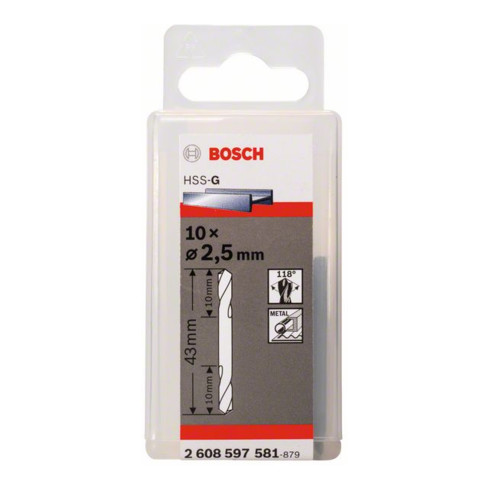 Bosch Punta trapano doppia HSS-G 2,5x10x43mm