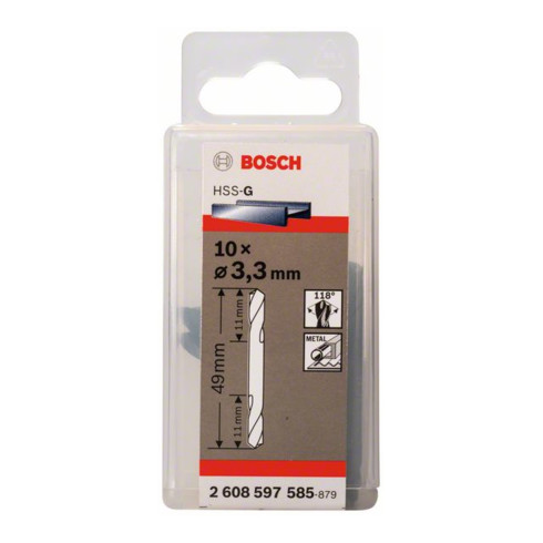 Bosch Punta trapano doppia HSS-G 3,3x11x49mm