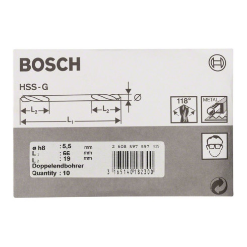 Bosch Punta trapano doppia HSS-G 5,5x19x66mm