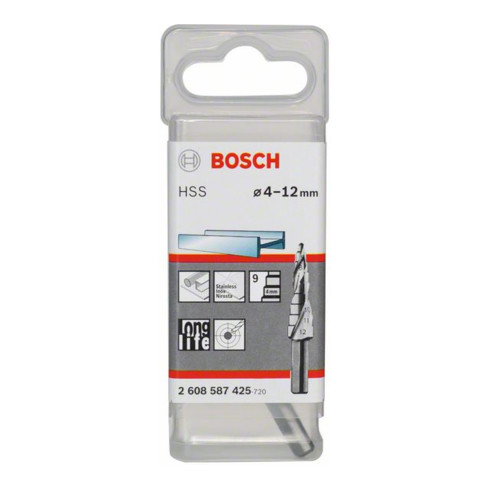 Bosch Punta trapano a gradino HSS 4, 12mm 6mm 66,5mm 9 gradini