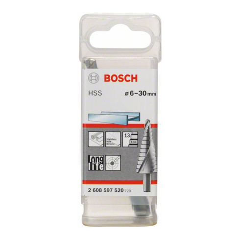 Bosch Punta trapano a gradino HSS 6, 30mm 10mm 93,5mm 14 gradini