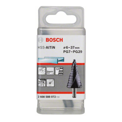 Bosch Punta trapano a gradino HSS-AlTiN 6, 37mm 10mm 93mm 12 gradini