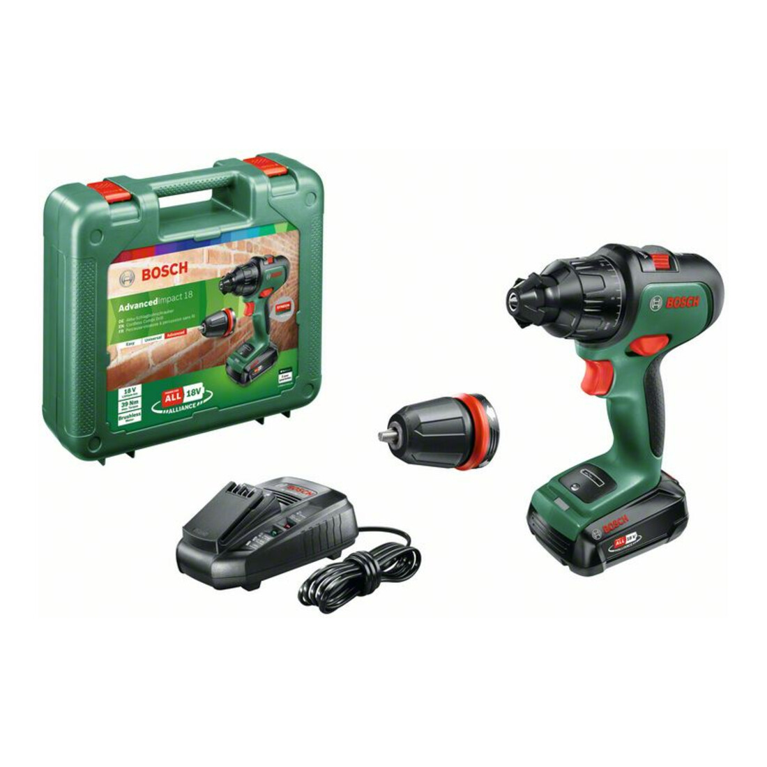 Bosch Trapano a percussione a 2 velocità AdvancedImpact 18 a batteria, 1x batteria, caricabatterie