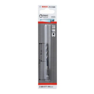 Bosch Punta trapano elicoidale HSS con attacco esagonale, 3x33x72mm