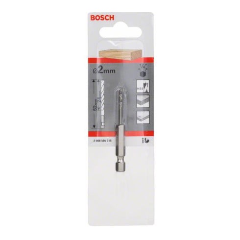 Bosch Punta trapano elicoidale per legno, con codolo esagonale, da 1/4" 2x24x62mm