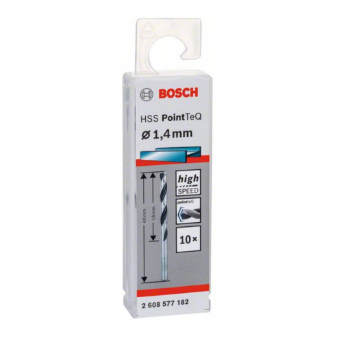 Bosch Punta trapano elicoidale HSS PointTeQ DIN 338 per metallo, 1,4mm