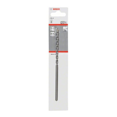 Bosch Punta trapano CYL-3 per calcestruzzo, 5,5x90x150mm d 4,5mm