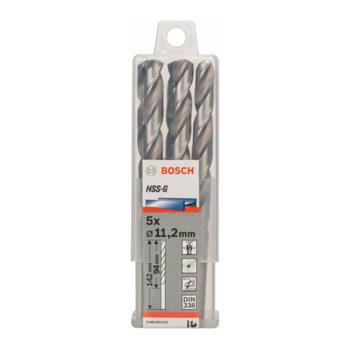 Bosch Punta trapano HSS-G DIN 338 per metallo, 11,2x94x142mm