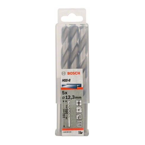 Bosch Punta trapano HSS-G DIN 338 per metallo, 12,3x101x151mm