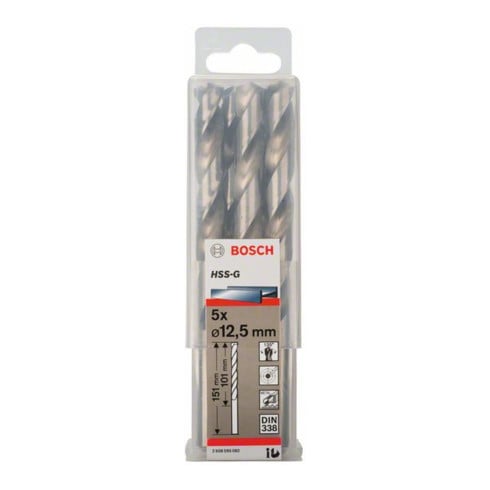 Bosch Punta trapano HSS-G DIN 338 per metallo, 12,5x101x151mm