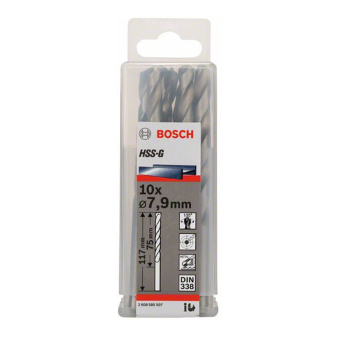 Bosch Punta trapano HSS-G DIN 338 per metallo, 7,9x75x117mm