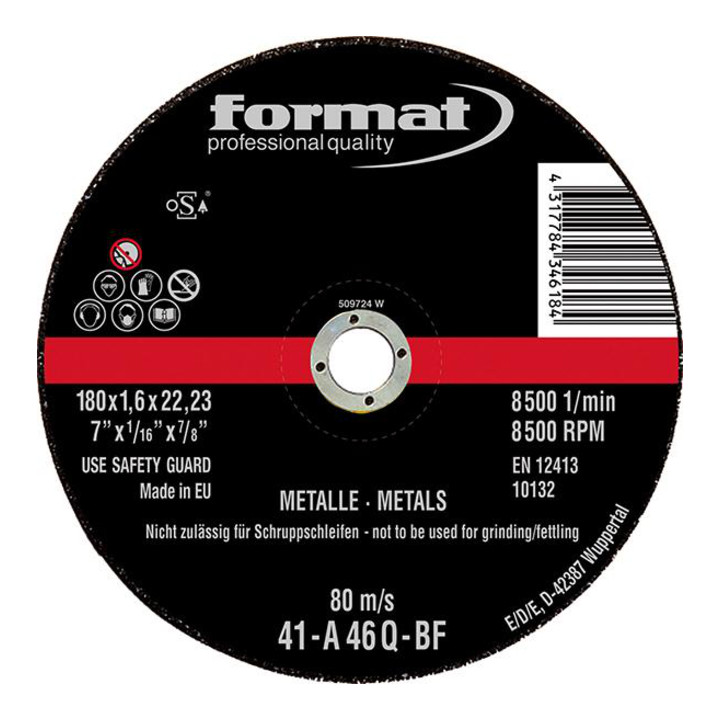 Trennscheibe f. Stahl 180x1,6mm ger. FORMAT